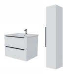 Intenso fiókos fürdőszobabútor mosdókagylóval és faliszekrénnyel - 60 cm (magasfényű fehér)