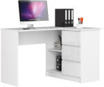 AKORD B16 Sarok Számítógépasztal 124 cm Fehér Magasfényű 3 Fiókos (OUT-IP0P3SPOL001-Akodr)