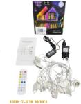 alloet Kültéri dekoratív RGB fényfüzér, Távirányítós és APP vezérléssel 15LED lámpa - 7, 5m