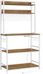 VASAGLE Konyhai állvány polcokkal, 14 akasztóval, rusztikus barna, fehér és 80x40x170cm (KKS025W41EU)
