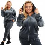  Női velúr melegítőnadrág Plus Size szürke méret 54/56
