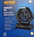 100 Hordozható akkumulátoros ventilátor Led világítással, műhelybe, kempingezéshez, fekete (NI-00001)