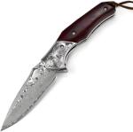 HARAHU NO-31698 damaszk outdoor összecsukható kés - Barna KP31698