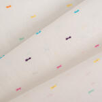 Takoy Függönyanyag fehér hímzett színes csíkokkal