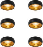 QAZQA 6 darabos, fekete színű, arany belsővel ellátott design süllyesztett spotlámpa készlet - Mooning (109854)