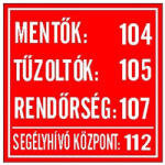 Gungl Dekor Matrica Mentő tűzoltó hívószámok piros "B (210 / 40) - papir-bolt