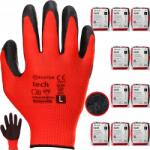 Mercator Medical Red+black Tech Munkavédelmi Kesztyű, Lélegző, Látex Mártott, Paszszal, L-es Méret, 120 Pár (RĘKAWICZKI ROBOCZE RED+BLACK TECH DOPASOWANE)