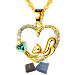 Mennica Świdnicka Arany Nyaklánc Ezüst 925 Ajándék Divatos Női Ékszerek Szív Cicával