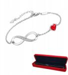  Ezüst karkötő Infinity Kristály Piros Szív Ajándék Valentin napra (Bransoletka Srebrna Kryształki Nieskończoność)