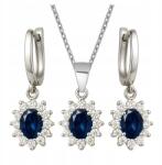Mennica Świdnicka Ezüst 925 női ékszerszett zafír kristályokkal és cirkóniákkal