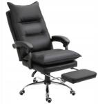 PAKO Fekete Öko Bőr Irodai Fotel, lábzsámollyal, állítható (Fotel Biurowy Skóra Eko Z Podnóżkiem Czarny)