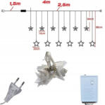  Led Fényfüggöny Csillagokkal Meleg Fehér Karácsonyi Fények, Hosszú Füzér (kurtyna GWIAZDKI quality świetlna girlanda)