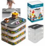 Kruzzel Minifigura Tároló Doboz Kockák Játékok Szervező Fogantyúval 3 szintes 22l (KRUZZEL PUDEŁKO SKRZYNKA Z RĄCZKĄ 3 poz. 22l)