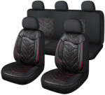 Honda CITY 11 részes Műbőr+Szövet anyag univerzális üléshuzat szett - 2HELYEN osztható Légzsákos - fekete-piros (AL-80172CITY)