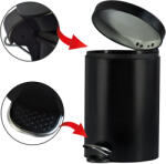 Rodeno Szemeteskosár 3L Fekete Acél Pedálos Robustus Modern Fürdőszoba Iroda (ROD5874)