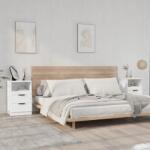 vidaXL Éjjeliszekrény, 2 db, fehér, fa alapanyag