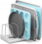  Szervező Állvány, fém, fehér taupe szín, 6 polc, 18.5×29.2×16.3cm (04)