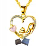 Mennica Świdnicka Arany Nyaklánc Ezüst 925 Szív Macska Cirkóniákkal Évforduló Ajándék