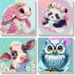 CE Festmény számok szerint vászonkép kerettel állat motívum 4db 20x20cm (X001XUJQOZ)