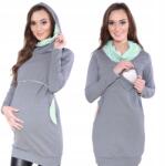  Ellie kismama és szoptatós pulóver, szürke/menta, XXL