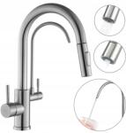 Rea Konyhai csaptelep Eco Fresh Nikkel Csiszolt Dupla kifolyócső (REA-B7563)