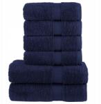 vidaXL 6 részes prémium Solund törölköző szett, sötétkék, 600 g/cm2 (137558)