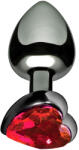 XMS Метално дилдо Butt Plug "SILVER HEART RED" 9 см. Размер-L - sexsale - 34,33 лв