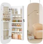 SONGMICS LED-es tükör ékszertárolóval 10×42×108 cm, fehér (JJC026W01)