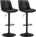 VASAGLE 2 db állítható magasságú bárszék szett, 44 x 48 x (90-112) cm, fekete színű (LJB095B01)