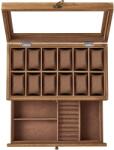 SONGMICS 12 rekeszes óratartó doboz rusztikus dió színben (JOW012K01)