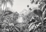 Consalnet Fekete-fehér dzsungel rajz poszter, fotótapéta, Vlies (100 x 75 cm) (C1-15539VX2)