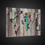 Consalnet Vászonkép, Világtérkép deszkán, 100x75 cm méretben (C5-20271O1)