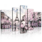 Consalnet Vászonkép, 5 darabos, Szerelmes pár Párizsban 170x100 cm méretben (C5-11470S4A)