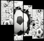 Consalnet Vászonkép, 5 darabos, Focilabdák téglafallal 170x100 cm méretben (C5-20107S4A)