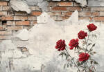 Consalnet Rózsák az omladozó fal előtt poszter, fotótapéta Vlies (152, 5 x 104 cm) (C1-15455VEL)