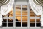 Consalnet Naplementére néző ablak poszter, fotótapéta (150 x 105 cm) (C1-10627VX3)