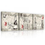 Consalnet Vászonkép 3 darabos, Éttermi motívumok, 3 db 25x25 cm méret (C5-11717S13)