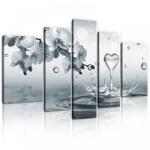 Consalnet Vászonkép, 5 darabos, Orchideák vízcseppel 170x100 cm méretben (C5-20022S4A)