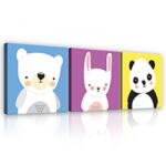 Consalnet Vászonkép 3 darabos, Rajzolt állatok, 3 db 25x25 cm méret (C5-12107S13)