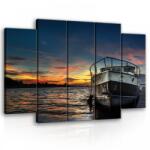 Consalnet Vászonkép, 5 darabos Hajó a naplementében 150x100 cm méretben (C5-10520S12)