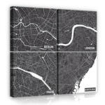 Consalnet Vászonkép 4 darabos, Város térképek 50x50 cm méretben (C5-12762S20)