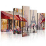Consalnet Vászonkép, 5 darabos, Párizsi utcakép 170x100 cm méretben (C5-11512S4A)