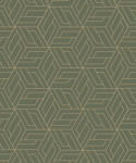 Grandeco Zöld-arany geometriai mintás tapéta (Omura A67303) (A67303)