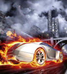 Dimex CAR IN FLAMES fotótapéta, poszter, vlies alapanyag, 225x250 cm (MS-3-0314)