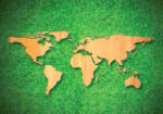 Sverus Fotótapéta Wood World Map on Green Grass Background, 400 x 260 cm (SV-33099983WM-400X260CM)