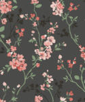Grandeco Cseresznye virág antracit alapon tapéta (Omura A70001) (A70001)