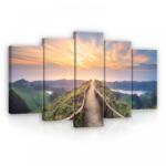 Consalnet Vászonkép 5 darabos, Hegyi út a napfelkeltében 100x60 cm méretben (C5-12661S17)