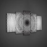 Consalnet Vászonkép 5 darabos, Fekete-fehér Absztrakt kör minta 100x60 cm méretben (C5-891S17)