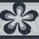 Jász-Iron Fekete-fehér-ezüst margaréta mintás bordűr (227-191)