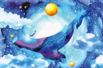 Dimex Vlies Fotótapéta - Whale in the universe - 375x250 cm (MS-5-1440)